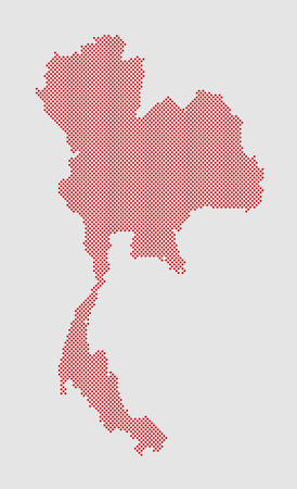 Creative vector Thailand country map made of dots, points isolated on background. Thailand template for your pattern, backdrop, poster. National technology modern sign concept.のイラスト素材