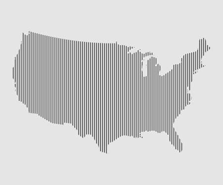 Creative vector Unated States of America country map creative lines isolated on background. Flat state template for trip, pattern, celebration poster. National modern sign conceptのイラスト素材