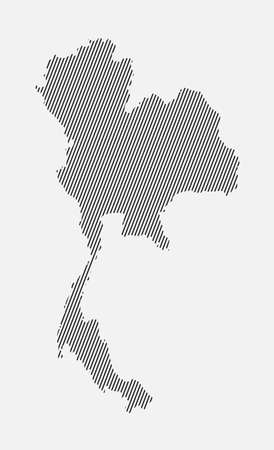 Creative vector Thailand country map creative lines isolated on background. Flat state template for travel, trip, pattern, backdrop, celebration poster. National parallel lines sign concept.のイラスト素材