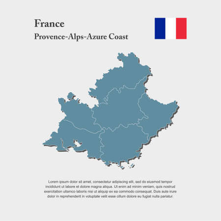 Detailed vector map France region Alpes-Cote Azur divide on departments. Template for background, pattern, report, infographic, element. The part of country Franceのイラスト素材