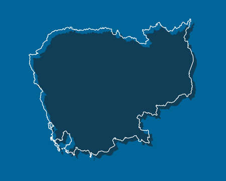 Vector Cambodia country border outline simple map isolated on background. East country template for pattern, report, infographic, banner. Asia nation silhouette sign concept.のイラスト素材