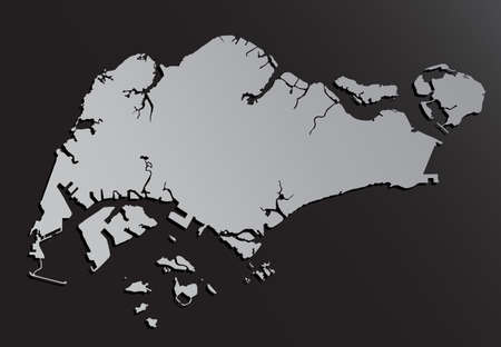 Vector Singapore country border outline map silver style isolated on background. East country template for pattern, report, infographic, banner. Asia nation creative silver silhouette sign concept.のイラスト素材