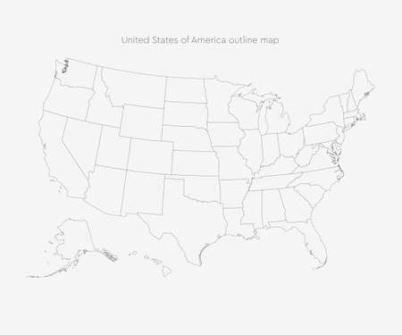 United states of America country - high detailed illustration map. Blank similar USA map isolated on white background. Vector template state for website, design, cover, pattern, infographics.のイラスト素材
