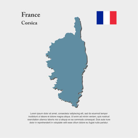 Detailed vector map region France - island Corsica. Template for background, pattern, report, infographic, element. The part of country Franceのイラスト素材
