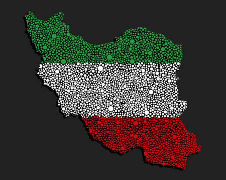 Creative vector flag country Iran map made of dots, points isolated on background. Iran template for your pattern, backdrop, poster. National technology modern sign conceptのイラスト素材
