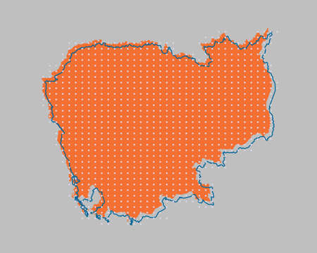 Vector Cambodia country map made dots isolated on background. East country template for pattern, report, infographic, banner. Asia nation silhouette conceptのイラスト素材