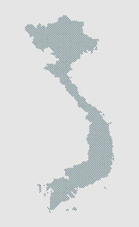 Vector Vietnam country border map made dots isolated on background. Template for pattern, report, infographic, banner. Asia nation creative silhouette sign conceptのイラスト素材