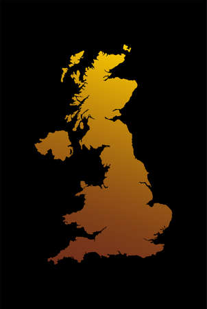 Vector map United Kingdom made golden style isolated on background. Template Europe creative gold metal for design, illustration, pattern, report, infographic, backdrop. Concept symbol of the map Great Britainのイラスト素材