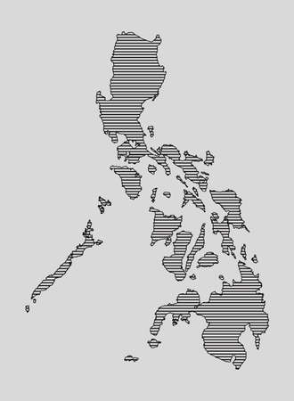 Creative Philippines map template from black horizontal lines isolated on background. Asia country for pattern, design, illustration, backdrop. Geographic concept outline vector map state Philippinesのイラスト素材