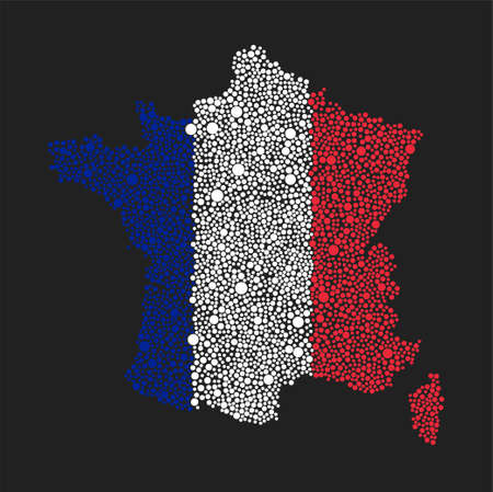 Silhouette map country France made color dotsのイラスト素材