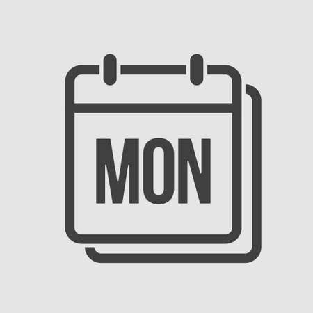 Template square icon page calendar, day of the week - Monday. Simple vector object illustration. Date list of month, to-do list. Calendar on the wall. Pictogram of schedule and planningのイラスト素材