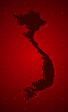 Vector map Vietnam on the radar screen. Template Asia country for pattern, report, background. Concept outline of the state Vietnam for news, infographic. Contour map for your design, illustrationのイラスト素材