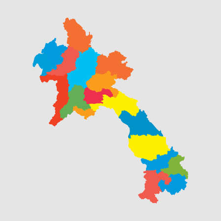Detailed vector map Laos divided on regions isolated on background. Template Asia country for pattern, infographic, design, illustration. Concept outline of administrative divisions state Laosのイラスト素材