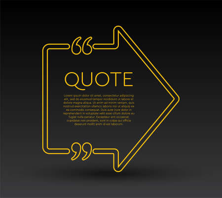 Quote speech bubble. Empty frame for messages, citation. Pattern frames for information message. Quote form motivation inspiration Vector text in brackets. Arrow right frameのイラスト素材