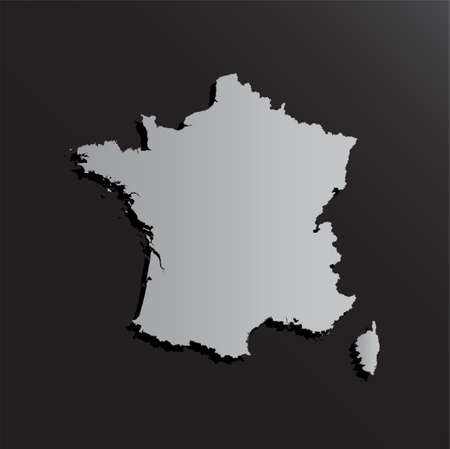 Vector map France made silver style isolated on background. Template Europe creative effect metal for design, illustration, pattern, report, infographic, backdrop. Concept symbol of the map Franceのイラスト素材
