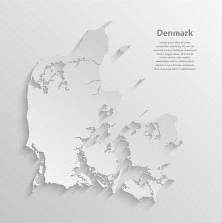 Simple white vector map Denmark isolated on background. Template Europe country for pattern, report,...