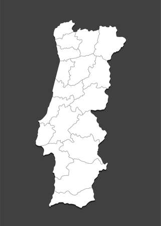 Detailed vector map Portugal divided on regions isolated on background. Template Europe country for pattern, infographic, design, illustration. Concept outline of administrative divisions state Portugalのイラスト素材
