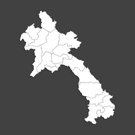 Detailed vector map Laos divided on regions isolated on background. Template Asia country for pattern, infographic, design, illustration. Concept outline of administrative divisions state Laosのイラスト素材