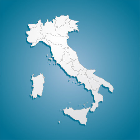 Detailed vector map Italy divided on regions isolated on background. Template Europe country for pattern, infographic, design, illustration. Creative concept of administrative divisions state Italyのイラスト素材