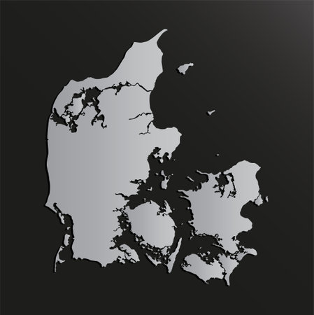 Vector map Denmark made silver style isolated on background. Template Europe creative effect metal for design, illustration, pattern, report, infographic, backdrop. Concept symbol of the map Denmarkのイラスト素材