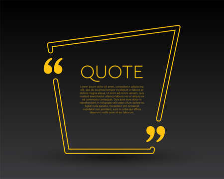 Quote frame blank. Empty box for message, citation, aphorism, motivation. Pattern frame for information messages. Vector quote form inspiration. Background for text, circle in bracketsのイラスト素材
