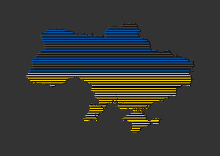 Vector silhouette Ukraine with national flag from color dots isolated on background. Abstract template map Europe country flag for design, illustration, pattern, infographic, backdrop. Symbol Ukraineのイラスト素材