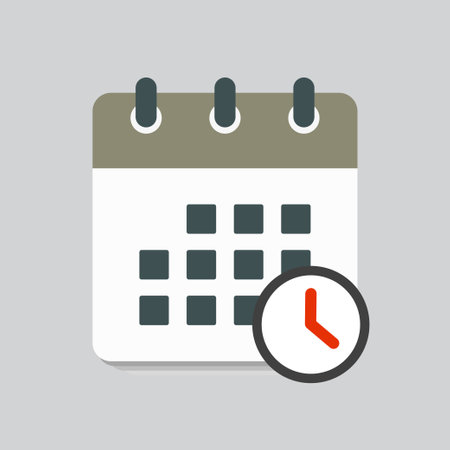 Icon page calendar - popup message with timer or clock. Symbol time, watch, 24 hours, countdown. Reminder chronometer, pointer, stopwatch. Concept can be used for presentation, layout, bannerのイラスト素材