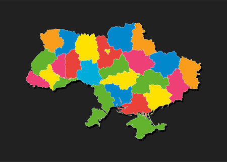 Detailed vector map Ukraine divided on regions isolated on background. Template Europe country for pattern, infographic, design, illustration. Concept outline of administrative divisions Ukraineのイラスト素材