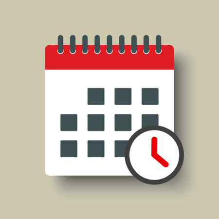 Icon page calendar - popup message with timer or clock. Symbol time, watch, 24 hours, countdown. Reminder chronometer, pointer, stopwatch. Concept can be used for presentation, layout, bannerのイラスト素材