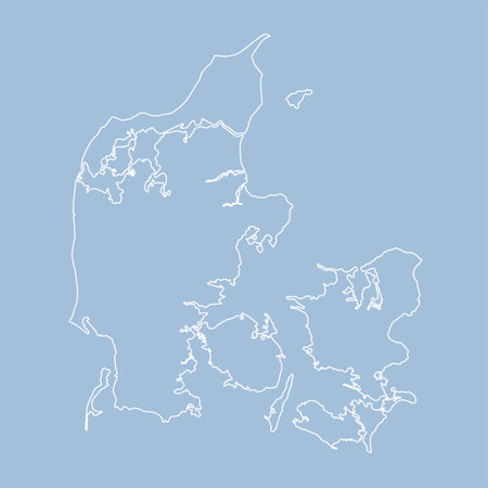 Detailed vector map Denmark - border, frontier, boundary country - isolated on background. Template Europe outline country for pattern, report, infographic, backdrop. Concept of the map Denmarkのイラスト素材