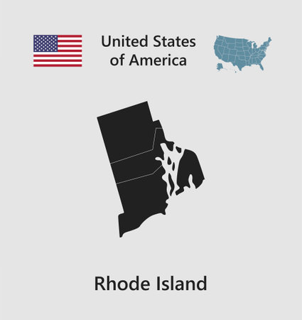 High detailed map state Rhode Island. United States of America illustration divided on states. . Vector template state Rhode Island USA for your background, website, pattern, infographicのイラスト素材