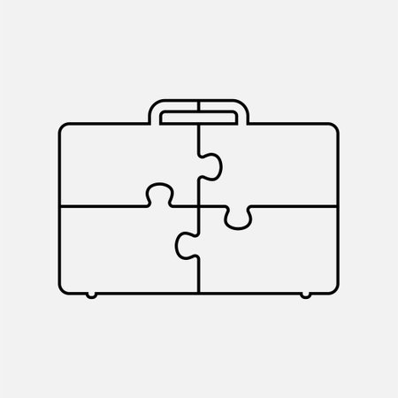 Four steps puzzle diagram infographic. Business, idea, flow concept. Template silhouette suitcase for 4 options, parts, processes. Jigsaw timeline info graphic. Can be used for process, presentationのイラスト素材