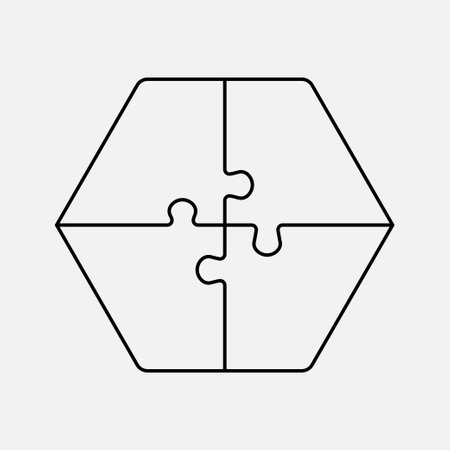 Four steps puzzle diagram infographic. Business, idea, flow concept. Template hexagon for 4 options, parts, processes. Jigsaw timeline info graphic. Can be used for process, presentationのイラスト素材