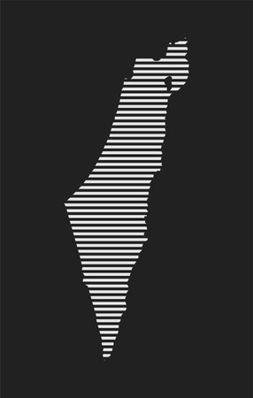 Template Israel map from white horizontal lines isolated on background. Asia country for pattern, design, illustration, infographic. Abstract concept parallel lines of silhouette map Israelのイラスト素材