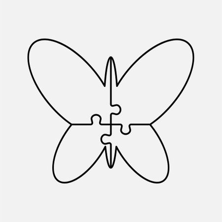 Four steps puzzle diagram infographic. Business, idea, flow concept. Template silhouette butterfly for 4 options, parts, processes. Jigsaw timeline info graphic. Can be used for process, presentationのイラスト素材