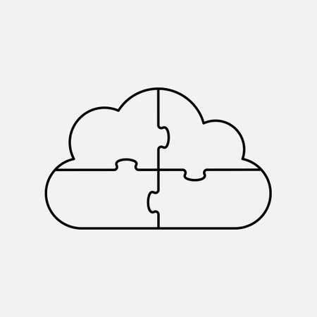 Four steps puzzle diagram infographic. Business, idea, flow concept. Template silhouette cloud for 4 options, parts, processes. Jigsaw timeline info graphic. Can be used for process, presentationのイラスト素材