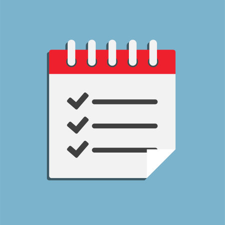 Icon page calendar - to do list with mark done. Symbol yes, success, check, approved, confirm. Reminder, schedule line simple sign. Concept can be used for presentation, layout, banner, graphのイラスト素材