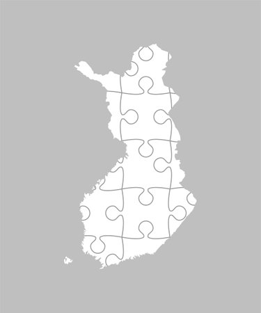 Creative vector map Finland from white puzzle pieces isolated on background. Template Europe country for pattern, design, illustration, infographic. Concept outline of the map jigsaw Finlandのイラスト素材