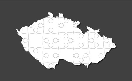 Creative vector map Czech from white puzzle pieces isolated on background. Template Europe country for pattern, design, illustration, infographic. Concept outline of the map jigsaw Czechのイラスト素材