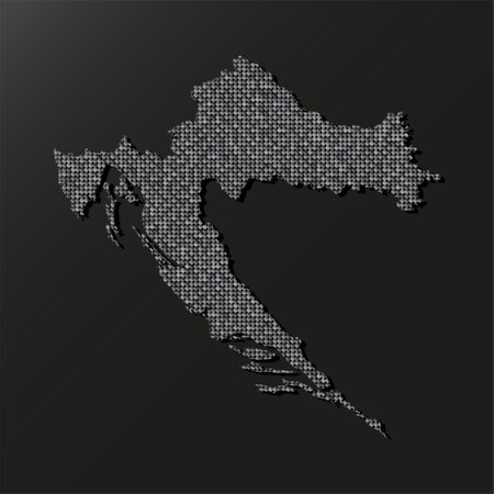 Creative vector map Croatia from silver sequins on background. Template Europe country for design, illustration, pattern, backdrop. Luxury style with shiny sparkle, glitter map Croatiaのイラスト素材