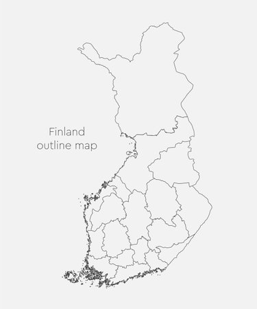 Detailed vector map Finland divided on regions isolated on background. Template Europe country for pattern, infographic, design, illustration. Outline concept of administrative divisions state Finlandのイラスト素材