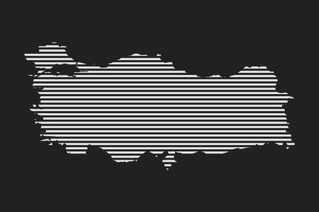 Template Turkey map from white horizontal lines isolated on background. Asia Europe country for pattern, design, illustration, infographic. Abstract concept parallel lines of silhouette map Turkeyのイラスト素材