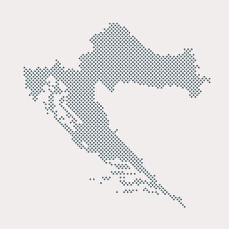 Digital vector map Croatia from dots, points isolated on background. Creative dotted template Europe country for pattern, design, illustration, backdrop. Concept silhouette map state Croatiaのイラスト素材