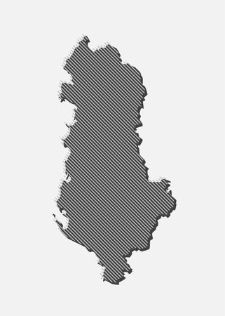 Template Albania map from gray diagonal lines isolated on background. Europe country for pattern, design, illustration, infographic. Abstract concept parallel lines of silhouette map Albaniaのイラスト素材