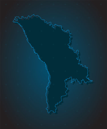 Detailed vector map Moldova - border, frontier, boundary country - isolated on background. Template Europe outline country for pattern, report, infographic, backdrop. Silhouette of the map Moldovaのイラスト素材