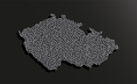 Creative vector map Czech republic from silver sequins on background. Template Europe country for design, illustration, pattern, backdrop. Luxury style with shiny sparkle, glitter map Czechのイラスト素材