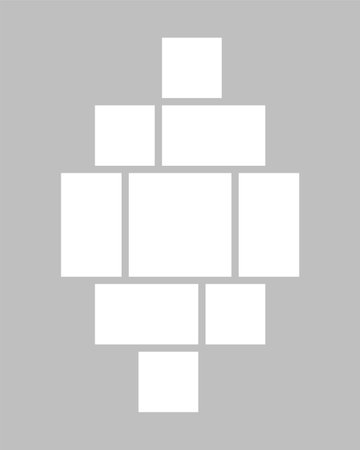 Templates collage nine frames, photos, parts pictures, illustrations. Vector frame presentation. Creative theme with 9 part simple square border layout. Modern minimal vertical moodboard mockup.のイラスト素材