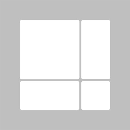 Template collage of four frames, photos, pictures, illustrations, images. Vector frame for picture, presentation. Simple collage with 4 parts for photo album. Modern minimalist mockup for photoのイラスト素材