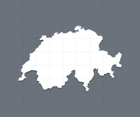 Detailed vector map Switzerland isolated on background. Template Europe country for pattern, report, infographic. Concept outline of the state of Switzerland. Contour map for education, illustrationのイラスト素材