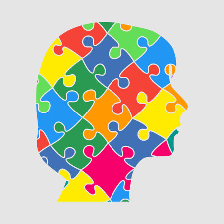 Woman head made puzzle pieces. Chess, chessboardのイラスト素材
